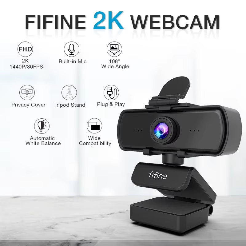 1440P Full HD PC Webcam with Microphone, Tripod, for USB Desktop & Laptop,Live Streaming Webcam for Video Calling-K420