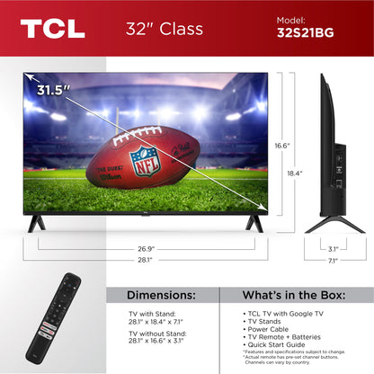 32" Class S2 (32S21BG) 720P HD LED Smart TV with Google TV