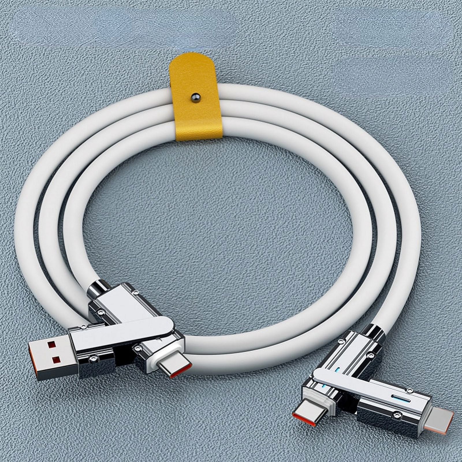 100W 5A 4-In-1 Zinc Alloy Super Fast Charging Data Cable for Samsung Huawei Xiaomi for Iphone Multifunction Phone Charging Cable WHITE