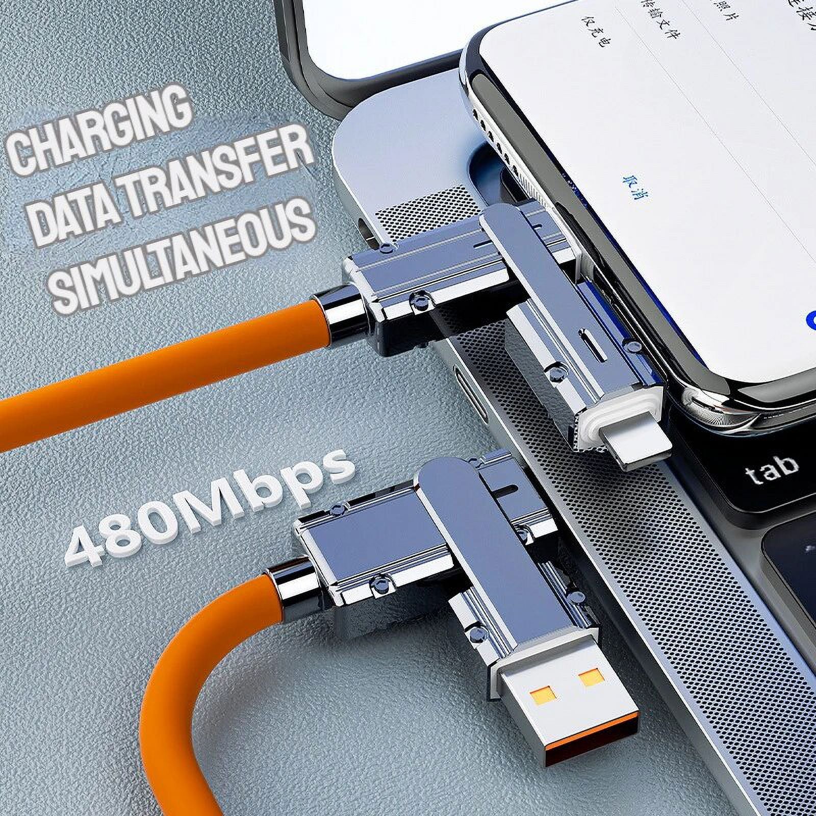 100W 5A 4-In-1 Zinc Alloy Super Fast Charging Data Cable for Samsung Huawei Xiaomi for Iphone Multifunction Phone Charging Cable WHITE