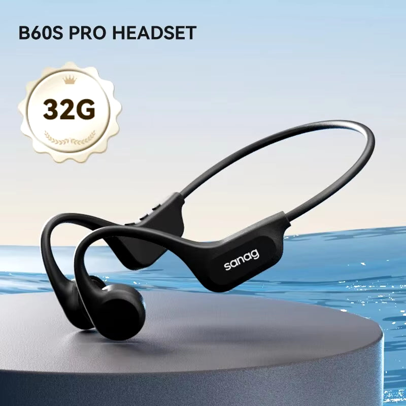 B60 Pro Bone Conduction Earphone IPX8 Wireless Open Headset Bluetooth 5.3 Swimming Bluetooth Headphones 64GB MP3 Earbuds